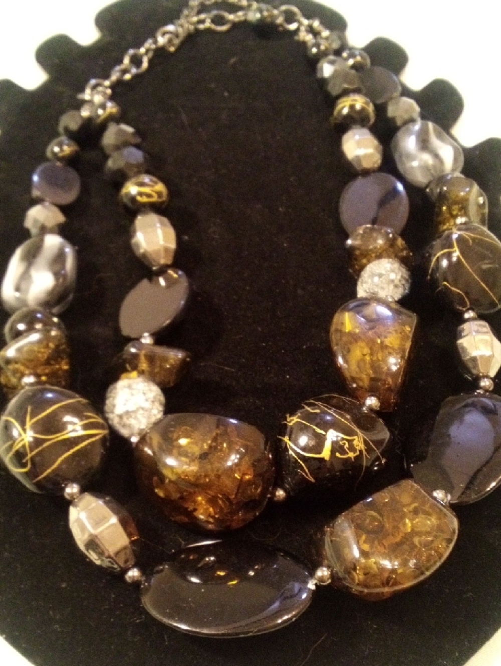 Handcrafted Black and Gold Bead Necklace